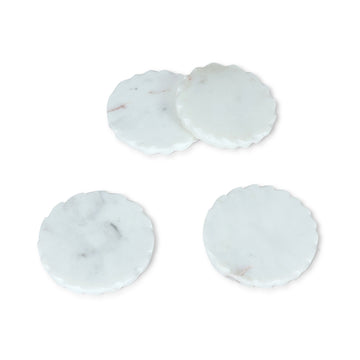 White Marble Round Coasters – Elegant Natural Stone Drinkware