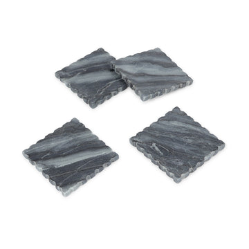 Dark Grey Natural Stone Square Coasters – Premium Table Protection