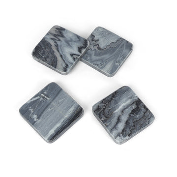 Grey Marble Square Coasters – Premium Natural Stone Tableware