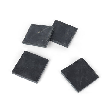 Black Natural Stone Square Coasters – Minimalist Table Protection