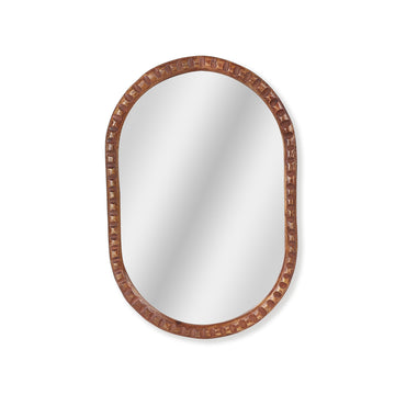 Carved Rim Oval Wooden Mirror