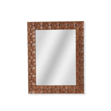 Floral Block Square Wooden Mirror