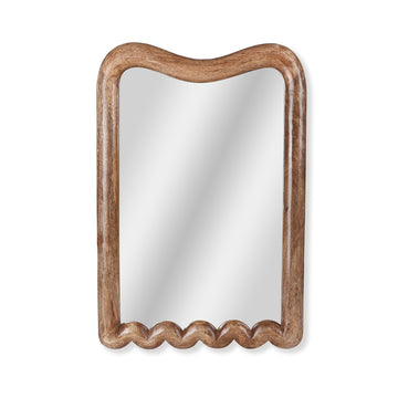 Dark Wood Wavy Frame Mirror