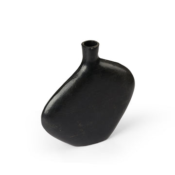 Matte Black Sculptural Bottle Vase
