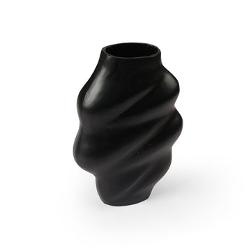 Matte Black Swirl Ceramic Vase