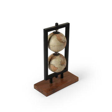 Vertical Double World Globe with Black Frame – Luxury Table Décor