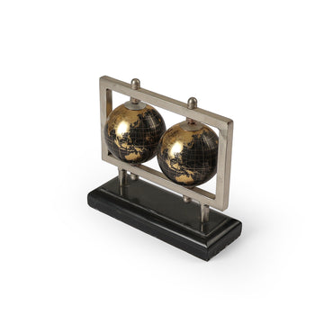 Double Gold World Globe with Metal Stand – Modern Luxury Décor