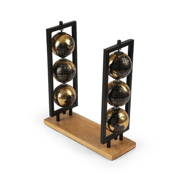 Vertical Triple World Globe with Black Frame – Statement Table Décor
