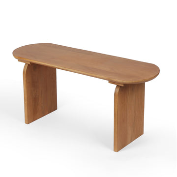 Modern Solid Wood Oval Bench with Panel Legs