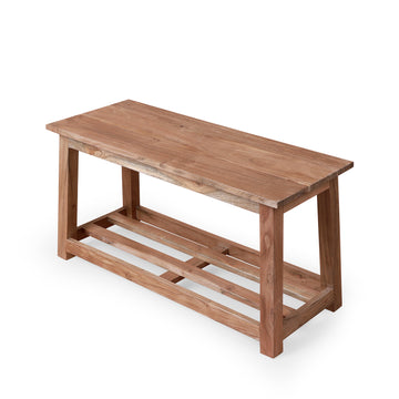 Handcrafted Solid Wood Bench with Slatted Base