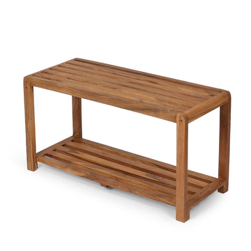 Solid Wood Storage Bench with Slatted Lower Shelf