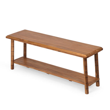 Minimal Solid Wood Bench with Open Base Design
