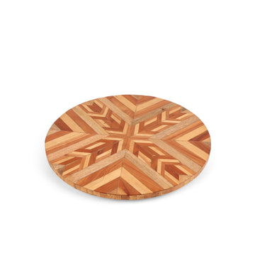 Star Chevron Inlay Round Trivet | Wooden Table Protector