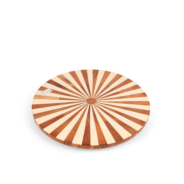 Sunburst Stripe Round Trivet | Wooden Heat Resistant Base