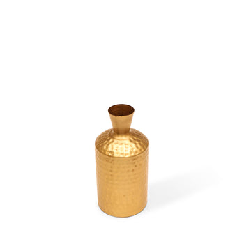 Gold Hammered Bottle Metal Vase