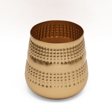Gold Dimpled Metal Bowl Vase