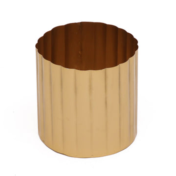 Scallop Rim Gold Metal Planter Pot / Vase
