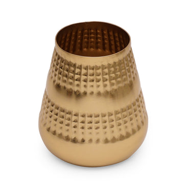 Hammered Gold Tall Metal Vase