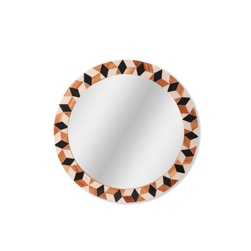 Organic Pebble Shape Wooden Mirror