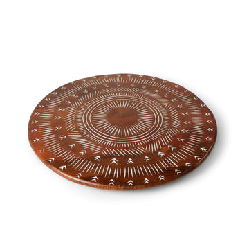 Sun Ray Etched Round Wooden | Tabletop Serving & Décor