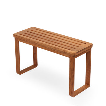 Modern Slatted Solid Wood Bench with U-Frame Legs
