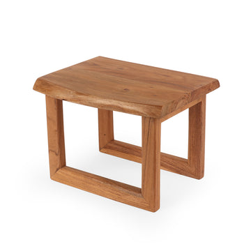Solid Wood Low Stool (Double Open-Frame Look)
