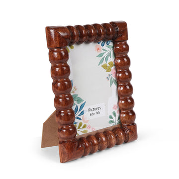 Dark Walnut Beaded Wood Photo Frame