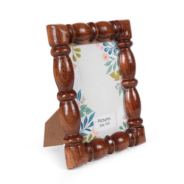 Turned Pillar Wood Photo Frame