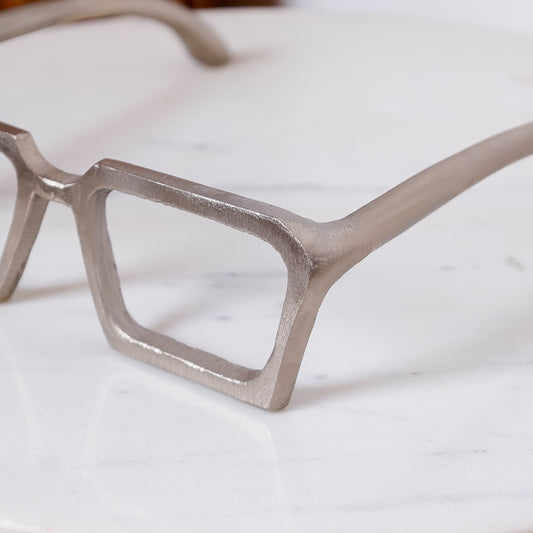 The Silver Spectacles Sculptural Metal Glasses Decor for Console, Coffee Table & Home Office Styling