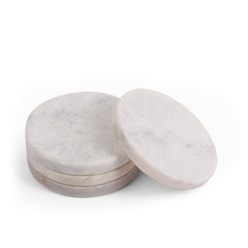 Light Grey Marble Round Coasters – Elegant Drinkware Accessories