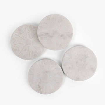 Light Grey Marble Round Coasters – Elegant Drinkware Accessories