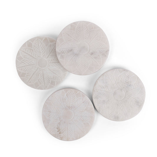 Light Grey Marble Round Coasters – Elegant Drinkware Accessories