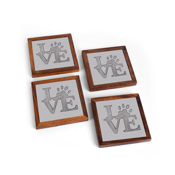 Love Quote Wooden Coasters – Decorative Square Coaster Set
