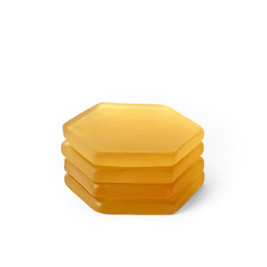 Yellow Hexagon Resin Coasters – Contemporary Drinkware Set