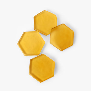 Yellow Hexagon Resin Coasters – Contemporary Drinkware Set