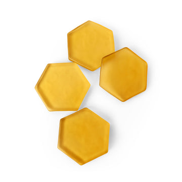 Yellow Hexagon Resin Coasters – Contemporary Drinkware Set