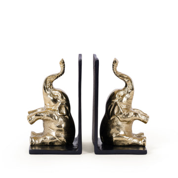 Golden Elephant Bookends Set | Luxury Decorative Book Holder