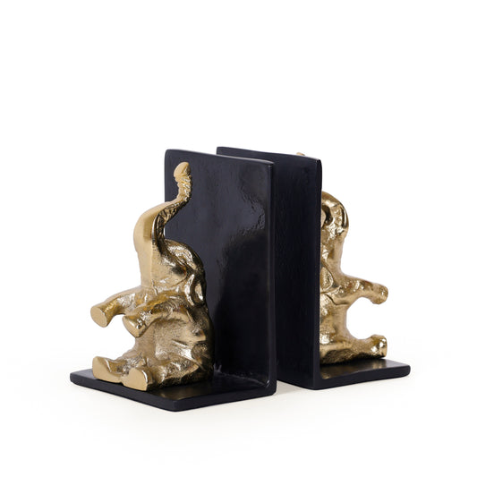 Golden Elephant Bookends Set | Luxury Decorative Book Holder