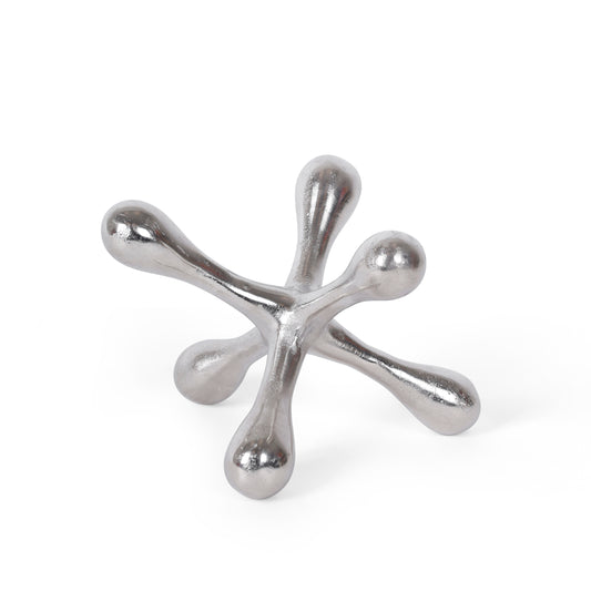 Silver Jack Decorative Sculpture – Modern Metallic Tabletop Home Accent