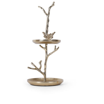 Gold Butterfly Jewelry Organizer Stand – Decorative Metal Ring Holder & Tray