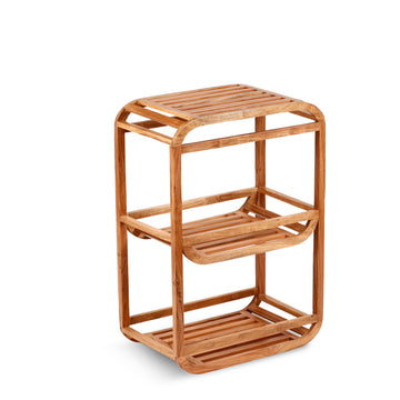 Rounded Edge Wooden Side Rack – Modern Storage Unit