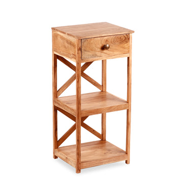 Solid Wood Side Table with Drawer – Storage & Display Unit