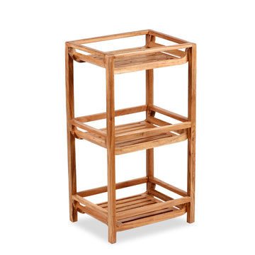 Open Frame Wooden Storage Rack – 3-Tier Utility Stand