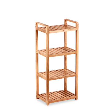 Slim Wooden 3-Tier Storage Shelf – Natural Utility Rack