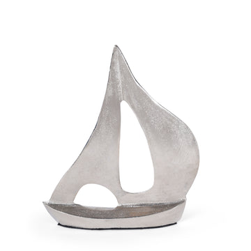 Modern Silver Sailboat Metal Showpiece for Home, Office