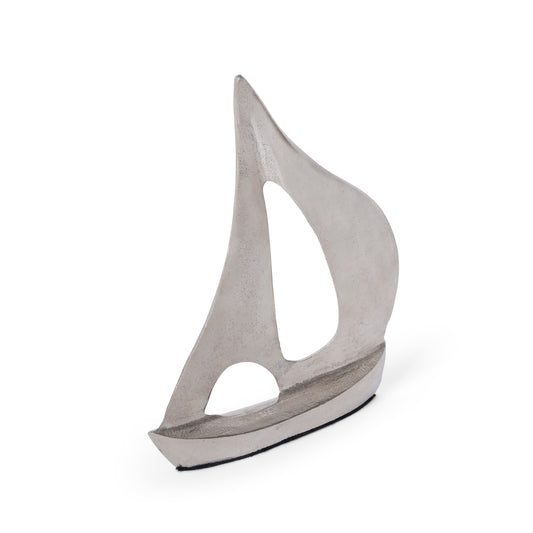 Modern Silver Sailboat Metal Showpiece for Home, Office