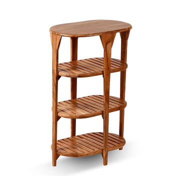 Curved Top Wooden Storage Shelf – Elegant Display Rack