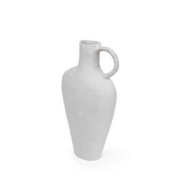 Minimal White Jug Vase with Handle (Tall)
