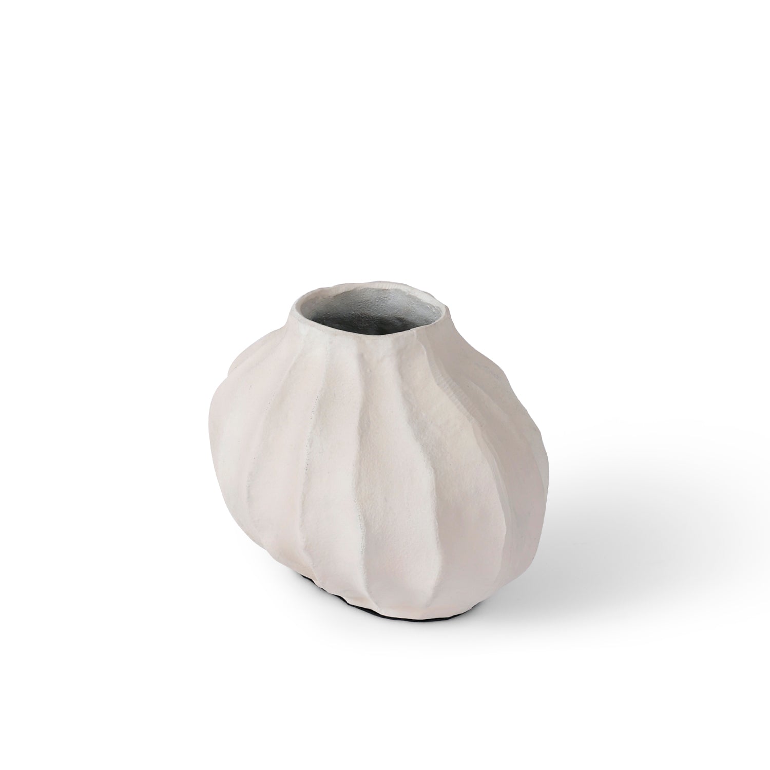 White Textured Ceramic Vase for Modern Home Decor