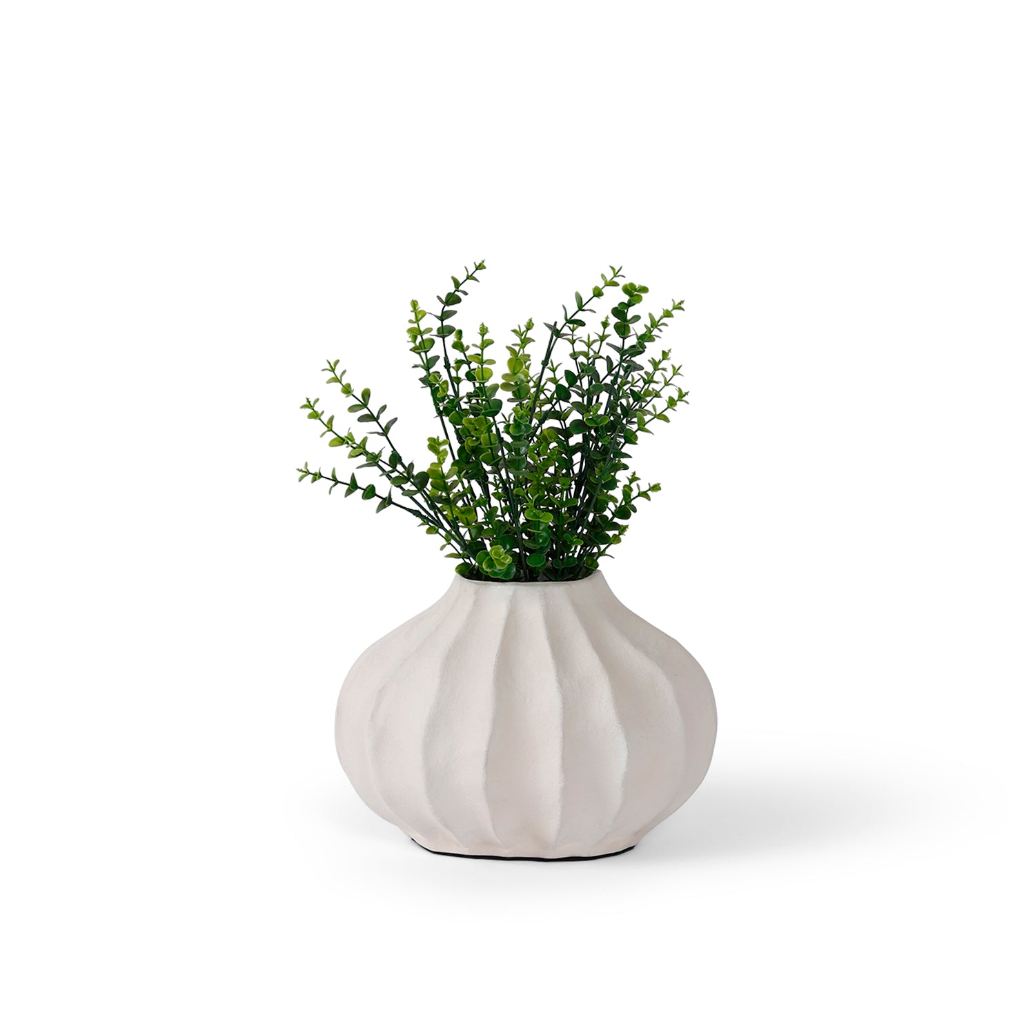 White Textured Ceramic Vase for Modern Home Decor